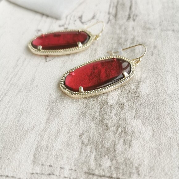 Kendra Scott Gold Berry red glass Earrings - Elle - Picture 2 of 3